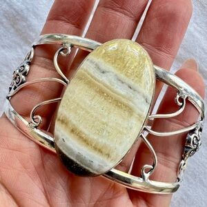 925 Blonde Laguna Lace Calcite Cuff Bracelet